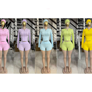 2026 Custom logo Women's <b>Sets</b> <b>Crop</b> <b>Top</b> Jacket & Shorts <b>Set</b> 2 Piece <b>Sets</b> Women's Spring Summer Lounge wear outdoor Outfits - Product Image 2