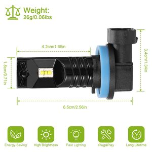 2 Pezzi Lampadine LED H8/H9/H11 da 80W per Fendinebbia e Luci Diurne, 6000K Bianco, IP68 Impermeabili, 600lm - Product Image 2