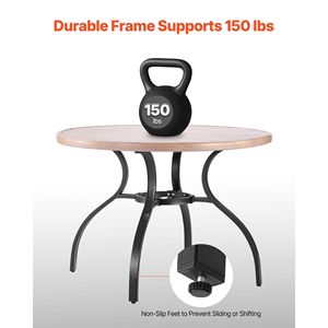 Tavolo da pranzo da esterno da 41 pollici con foro per ombrellone da 1,5 pollici, in acciaio effetto legno, per patio, giardino, bistrot, caffè, per 4 persone - Product Image 4