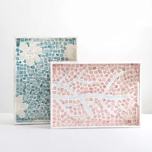 Handcrafted <b>Oval</b> Rattan Woven Serving Tray With Green Mother Of Pearl Mop Inlay Natural Decorative <b>Coffee</b> <b>Table</b> Hotel Home Decor - Product Image 4