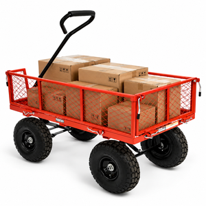 Multi-Use Heavy Duty Wagon Cart 600lb Load, Steel Mesh Utility <b>Trolley</b> with Removable Sides and 10-in Pneumatic Tires ODGGAD013 - Product Image 1