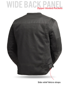 Men's Cordura Mesh Motorcycle <b>Jacket</b> 220g All Seasons Center Zip Breathable with <b>Neoprene</b> Collar and Adjustable Forearms - Product Image 5