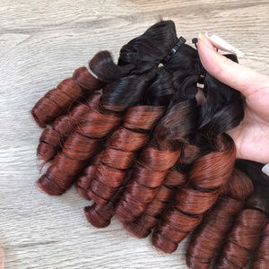 Precio al por mayor 100% Virgen cruda vietnamita humano encaje peluca trama hinchable Ombre Color bronce Super doble extensiones de cabello dibujado - Product Image 3