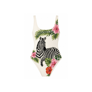 Traje de Baño de Mujer con Cuentas y Patrón de Rayas, Bordado de Pájaro Tucán, Tela de Algodón/Spandex, Conjunto de Traje de Baño de Alta Calidad - Product Image 3