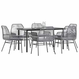 Dark <b>Grey</b> Garden Dining Set 6 Seater Rattan Metal <b>Frame</b> Weather Resistant Outdoor Furniture Contemporary Design - Product Image 1