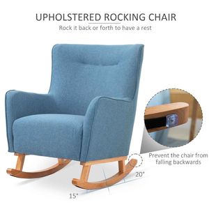 Poltrona Relax in Stile Moderno, Sedia a Dondolo in Legno Resistente con Accenti Blu, Design Moderno - Product Image 3