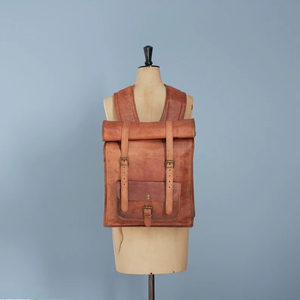 Genuine <b>Leather</b> Roll Top <b>Backpack</b> Vintage Style Durable Softback with Buckle Closure Unisex <b>Laptop</b> Compartment 20-39Litre Should - Product Image 1