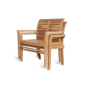 Outdoor Wivo Scandinavian Teak Wooden Garden <b>Dining</b> Chair Slatted Back <b>Armchair</b> Bistro Patio Seat Modern Balcony Furniture - Product Image 3