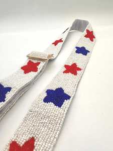 Wholesale Custom Handcrafted Seed Bead Embroidery <b>Belt</b> Strap Rainbow Colorful <b>Star</b> Pattern White Base Adjustable Purse Strap - Product Image 5