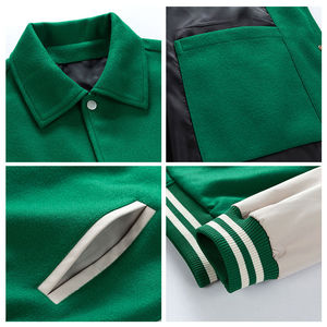 Veste universitaire pour homme, noir et blanc, manches unies, col rabattu, fermeture à boutons, vêtement décontracté pour l'automne - Product Image 4