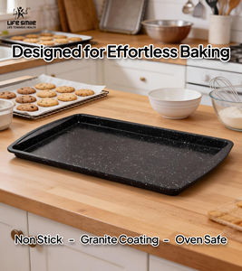 Plaque de cuisson rectangulaire en acier au carbone de qualité supérieure avec revêtement antiadhésif en granit multicouche, compatible four et distribution uniforme de la chaleur - Product Image 4