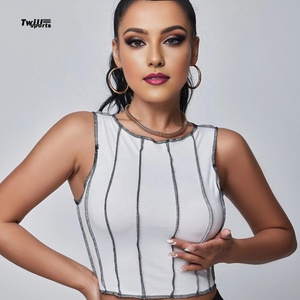 Camiseta sin mangas para mujer, camiseta sin mangas para gimnasio deportivo a la moda para mujer, camiseta sin mangas blanca orgánica de bambú, Top corto, chaleco deportivo para mujer - Product Image 1