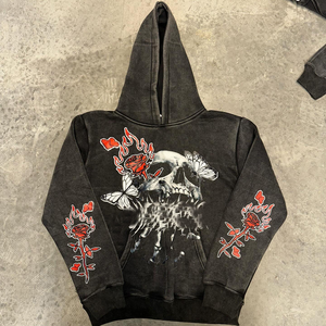 Vente en gros Sweat à capuche imprimé délavé à l'acide 500 GSM Tendance Streetwear Vintage Oversize en molleton Fabricant OEM Fournisseur Vente en gros - Product Image 1