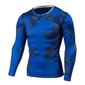 B2B Factory Supply High Collar Quick Dry Spandex/Polyester Anti-Bacterial Mens <b>Compression</b> <b>Shirt</b> Long Sleeve Rashguard Front - Product Image 4