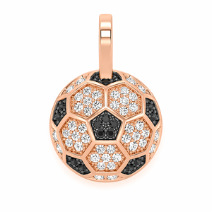 Pendentif en argent 925 plaqué rhodium personnalisable en forme de ballon de football avec moissanite, design sportif décontracté, cadeau pour athlètes et tous les amateurs - Product Image 1