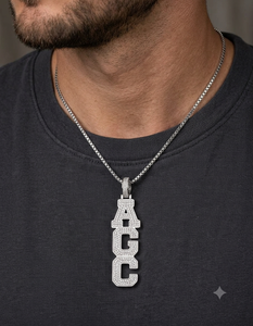 SHRAMAN DIAMOND Pendentif Lettre Verticale Personnalisé Hip Hop en Argent 925 Plaqué Or avec Moissanite et Pierres Serties, Breloque de Fête - Product Image 2