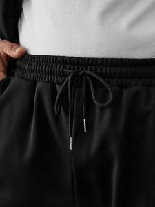 Ensemble survêtement homme noir avec veste zippée et pantalon de jogging, tenue de sport décontractée pour l'hiver, deux pièces - Product Image 3