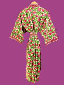 Kimono en coton imprimé à la main, vêtements de festival, robes pour femmes, 100% coton, kimono imprimé à la main, chemise de nuit - Product Image 5