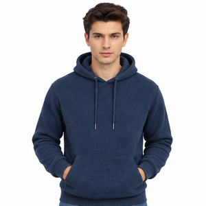เสื้อฮู้ดผู้ชายแบบถักลายวาฟเฟิล แขนยาว สไตล์ลำลอง เนื้อผ้ามีเท็กซ์เจอร์ รับผลิตเสื้อผ้าสตรีทแวร์ตามสั่ง ขายส่งจากโรงงานผู้ผลิต - Product Image 1