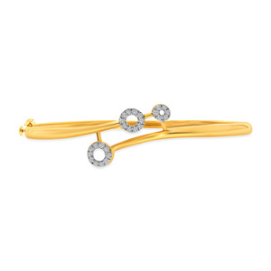 18K Yellow Gold Diamond Triple Circle Modern <b>Bangle</b> <b>Bracelet</b> for Women - Product Image 1