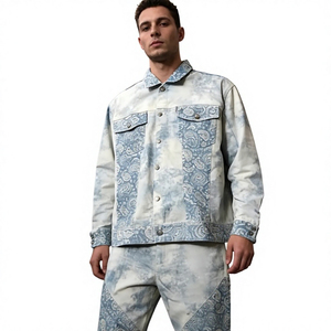 Men's Denim Tracksuits Sets Button <b>Down</b> Closure Front Denim Jackets & <b>Pants</b> Sets Premium Sale 2 Piece Denim Tracksuit For Men - Product Image 4