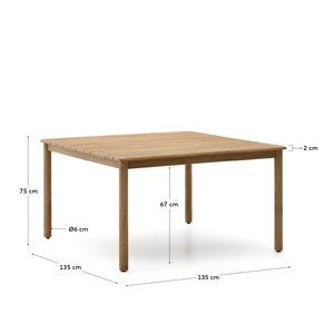 Scandinavian Style Solid Teak Dining <b>Table</b> – Clean Line Wooden <b>Table</b> with Slatted Top for Dining Room, <b>Patio</b> & Resort Use - Product Image 6