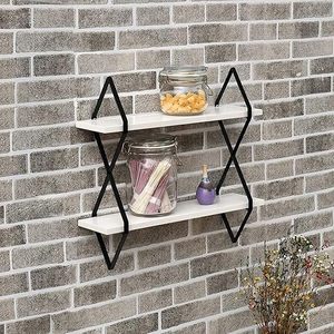 Modern Floating Plant Fiber <b>Storage</b> Boxes <b>Bins</b> Metal Frame Geometric Design Three-Layer Durable Wall Mounted for Bathroom Home - Product Image 1