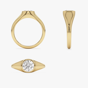 Women's 14K Solid Gold Round Brilliant Cut Diamond Engagement Ring Lab grown diamond IGI Certified Classic Style - Product Image 2