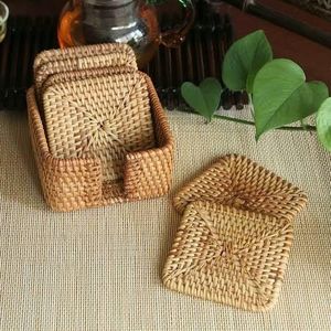 Custom Design Rattan Coaster Jute Coaster Rope Coaster Place Mats Woven Rattan Coaster Mats At very low wholesale Price - Product Image 2