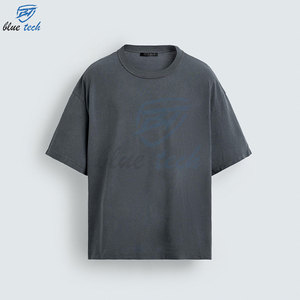 Camiseta de Manga Corta con Cuello Redondo y Estampado de Letras para Hombre, Color Gris Oscuro, Estilo Casual, de Algodón Jersey, Talla Grande, Marca Blue Tech - Product Image 1