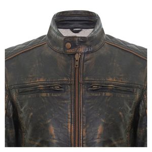 Chaqueta de Motociclista de Cuero Lavado para Hombre, Manga Larga, Estilo Clásico, para Todas las Temporadas - Product Image 1