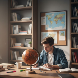 Grand globe terrestre décoratif en métal |   Support noir durable avec carte de couleurs détaillée |   Idéal pour l'école, les études à domicile et la présentation sur table de bureau - Product Image 4