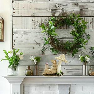 Decorazione Pasquale con Coniglio in Sisal Naturale da 8,9 Pollici, Addormentato Sotto un Fungo, Centrotavola Decorativo a Tema Fattoria - Product Image 2