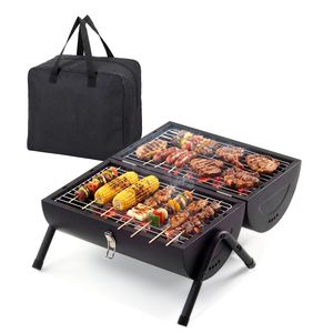 Griglia a Carbone Portatile in Acciaio Inox, Barbecue da Tavolo a Doppio Lato per Campeggio e Giardino - Product Image 2