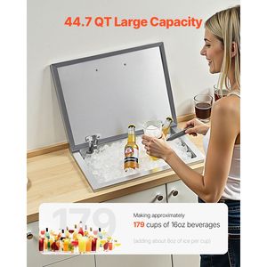Contenitore refrigerante commerciale in acciaio inox da incasso 20L x 16W x 13H (44,7 Quart) con coperchio a ribalta per esterni - Product Image 2