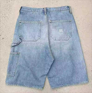 Wholesale Customized Jeans Shorts Vintage Mid Waist Distressed Faded Acid Wash Rhinestone Jorts Denim Shorts <b>Men</b> OEM Service - Product Image 4