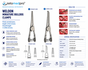 แคลมป์ WELDON มินิบูลด็อก ปากหยัก ความยาว 1/2 นิ้ว 1.3 ซม. แบบตรงหรือโค้ง 3.5 ซม. ZETOMEDPRO - Product Image 3