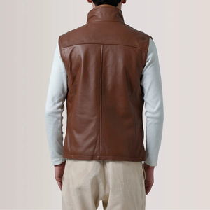Chaleco de Cuero Genuino Vintage para Hombre, Estilo Vaquero Desgastado, Servicio OEM, Ropa Casual Urbana, Atuendo de Moda Occidental - Product Image 3