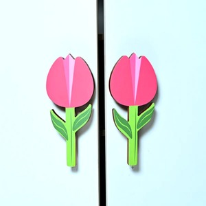 Nuevas tiradores de cajón de madera de acacia multicolor con diseño decorativo para niños, tiradores de cómoda con forma de tulipán, tiradores de muebles para habitación infantil, diseño moderno. - Product Image 4