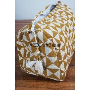 Juego de 3 Bolsas de Aseo Acolchadas de Algodón Hechas a Mano, Impermeables, Reutilizables, Pequeñas Bolsas de Maquillaje para Sala de Estar - Product Image 6