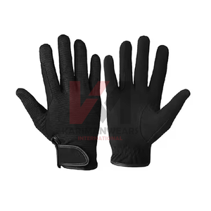 Gants d'équitation en cuir véritable de luxe avec fermeture élastique au poignet - Product Image 2