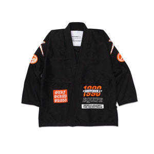 Kimono de BJJ Negro con Estampado Naranja, Unisex, Corte Regular para Adultos, 100% Poliéster, Ropa de Artes Marciales - Product Image 1