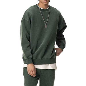 Sweat-shirt à col rond surdimensionné pour homme, couleur unie, tricot en coton, pull décontracté pour l'automne - Product Image 3