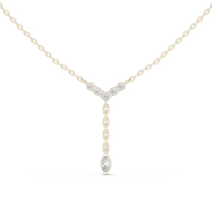 Pendentif en or rose 14 carats avec diamants de laboratoire marquise et ronds pour femme |   Vêtements de mariage |   Nouveau diamant cultivé - Product Image 2