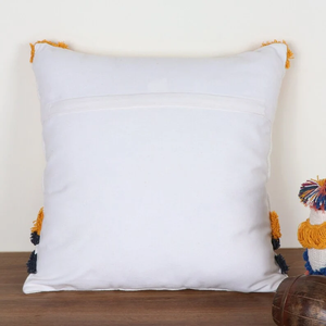 Hand Tufted Texture Boho <b>White</b> and Yellow Fringe Cushion Cover Handmade Decorative <b>Pillow</b> <b>Case</b> for Sofa Bedroom Living Room Home - Product Image 2