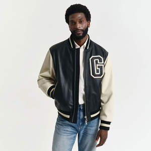 Veste universitaire marine et blanche pour homme, avec broderie de la lettre M, coupe classique, style preppy, pour l'automne - Product Image 6