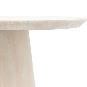 Mesa de Comedor Ovalada de Estilo Nórdico Moderno con Base de <span class=keywords><strong>Dos</strong></span> Pedestales, Fabricada en MDF con Aspecto de Travertino Sintético - Product Image 4