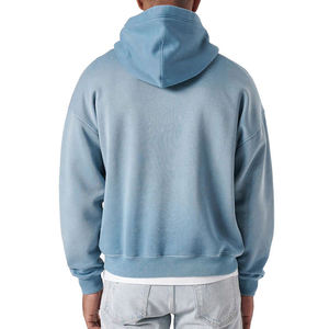 Customized Embroidered Winter Low MOQ Cotton No Drawstring Oversized <b>Men's</b> Hoodie Outdoor Casual Drop Shoulder Loose Heavyweight - Product Image 2