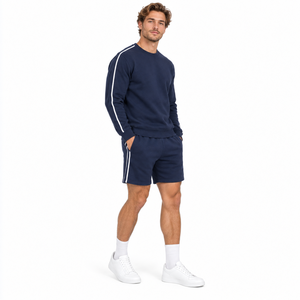 Conjunto de Sudadera y Pantalones Cortos Personalizados con Logotipo para Hombre, Venta al Por Mayor, Ropa Deportiva Informal de Dos Piezas, Sudadera con Capucha y Pantalones Cortos, Fabricante de Ropa de Moda Premium - Product Image 3