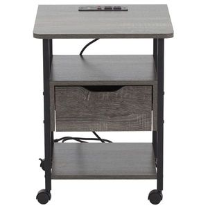 Set of 2 Rolling End Tables with Charging Station 2 USB Ports 2 Outlets and <b>Power</b> <b>Switch</b> Nightstand for Living Room Furniture - Product Image 3